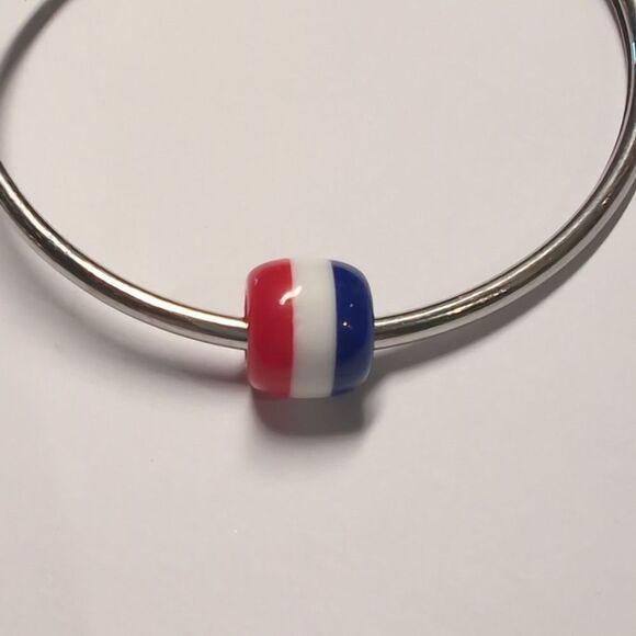 charm Jewelry - Red White Blue Charm for Pandora Style Bracelet